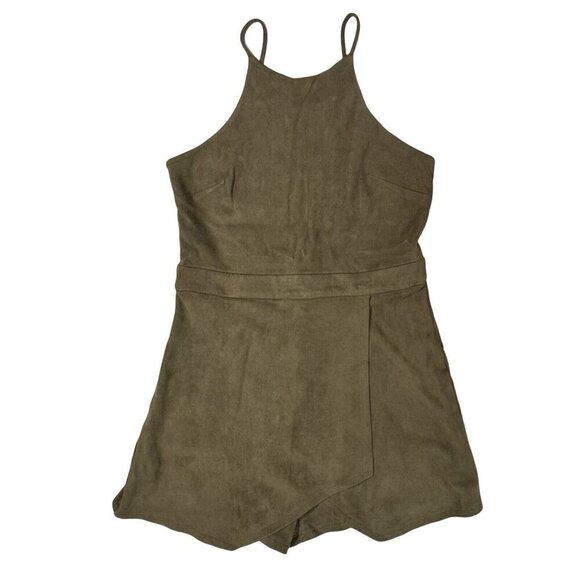 HYFVE HYFVE HYFVE Womens Faux Suede Romper Medium Green Skirt Overlay Stretch - Picture 6 of 12